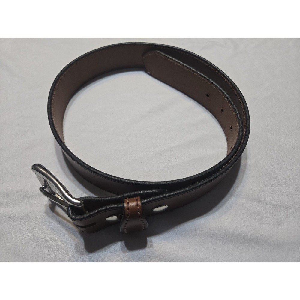Coblentz Handmade Men's Brown Leather Dress Belt Size 34 Silver Buckle USA